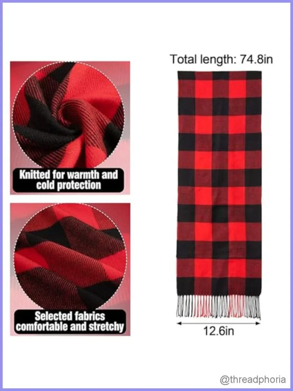 Soft Cashmere Feel Plaid Scarf Wrap Winter Warm